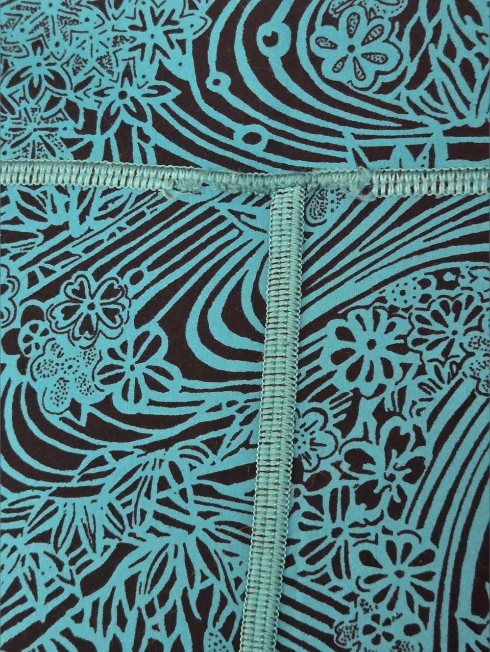 Lululemon Turquoise & Black Patterned Leggings Size 10 - Picture 8 of 9
